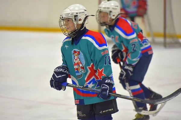 Russia Petersburg 2019 Children Playing Hockey Open Tournament Children Hockey — Stock Photo, Image