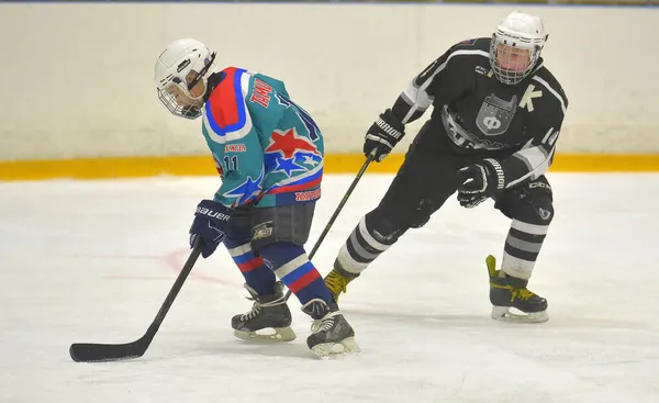 Russia Petersburg 2019 Children Playing Hockey Open Tournament Children Hockey — Stock Photo, Image