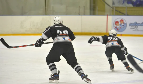 Russie Saint Pétersbourg 2019 Les Enfants Jouent Hockey Tournoi Ouvert — Photo