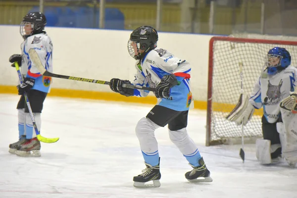 Russia Petersburg 2019 Children Playing Hockey Open Tournament Children Hockey — Stock Photo, Image