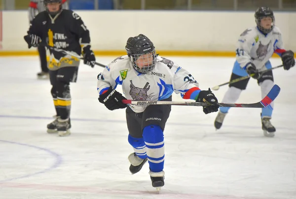 Russia Petersburg 2019 Children Playing Hockey Open Tournament Children Hockey — Stock Photo, Image