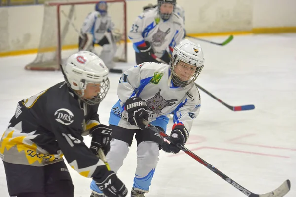 Russie Saint Pétersbourg 2019 Les Enfants Jouent Hockey Tournoi Ouvert — Photo