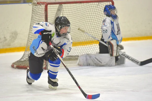 Russie Saint Pétersbourg 2019 Les Enfants Jouent Hockey Tournoi Ouvert — Photo