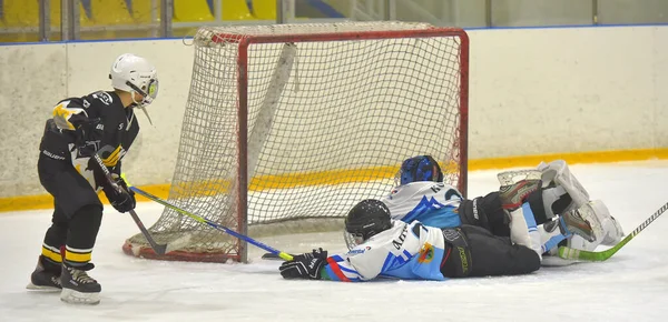 Russia Petersburg 2019 Children Playing Hockey Open Tournament Children Hockey — Stock Photo, Image