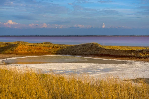 サシュク シヴァシュはピンク色の水で素晴らしい塩湖です — ストック写真