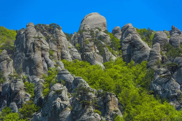 Piliers Rocheux Dans Vallée Des Fantômes Chaîne Montagnes Demerji Crimée — Photo