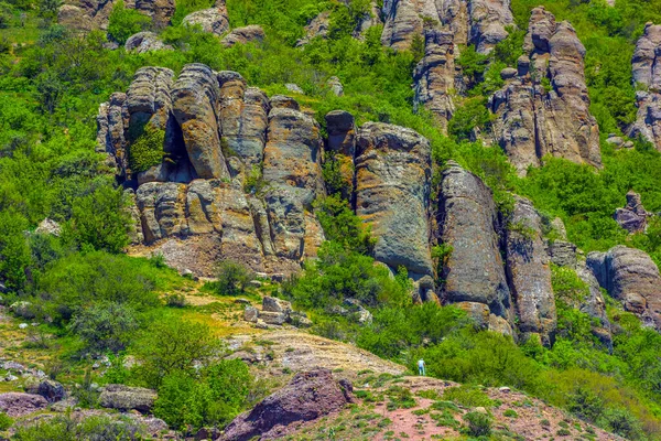 Piliers Rocheux Dans Vallée Des Fantômes Chaîne Montagnes Demerji Crimée — Photo