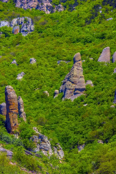 Rock Pillars Valley Ghosts Mountain Range Demerji Crimea — Stock Photo, Image