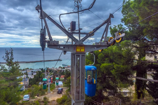 Krim Jalta 2021 Orange Bergbana Stuga Och Antenn Stad Skyline — Stockfoto