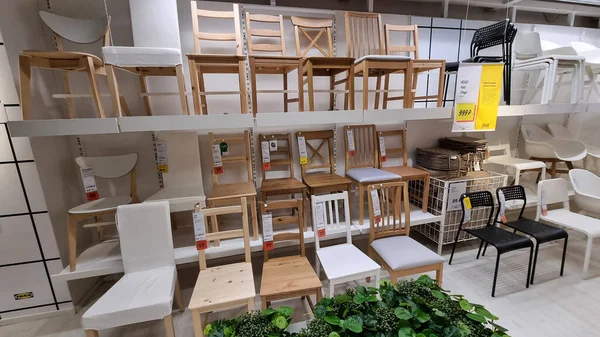 Russia Petersburg 2021 Chairs Sale Furniture Store Ikea — стоковое фото