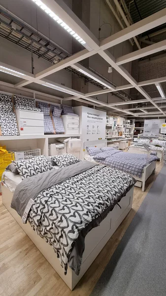 Russia Petersburg 2021 Beds Sale Ikea Furniture Store — 图库照片