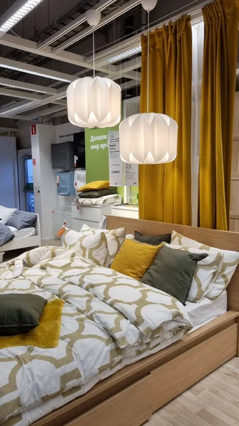 Rusia Petersburg 2021 Tempat Tidur Untuk Dijual Toko Furnitur Ikea — Stok Foto