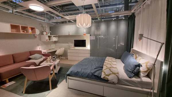 Russia Petersburg 2021 Beds Sale Ikea Furniture Store — 스톡 사진