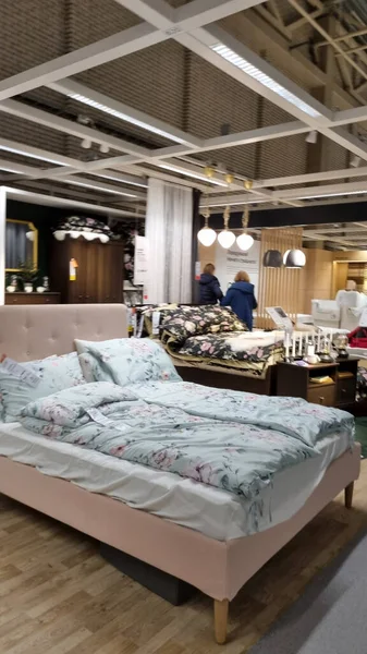 Russia Petersburg 2021 Beds Sale Ikea Furniture Store — 图库照片