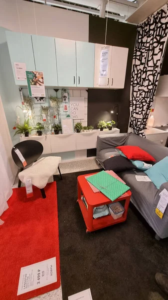 Russia Petersburg 2021 Exposition Child Room High Bed Ikea Furnitue — 스톡 사진