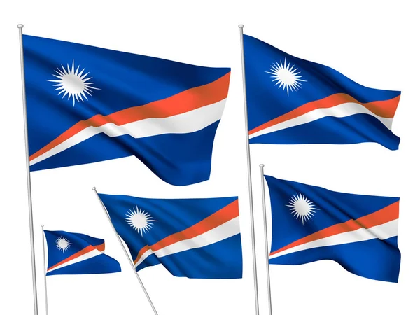 Marcas Vectoriales Las Islas Marshall Establecidas Diferentes Banderas Tela Ondulada — Archivo Imágenes Vectoriales