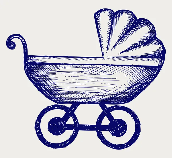 Pram. Estilo Doodle — Vector de stock