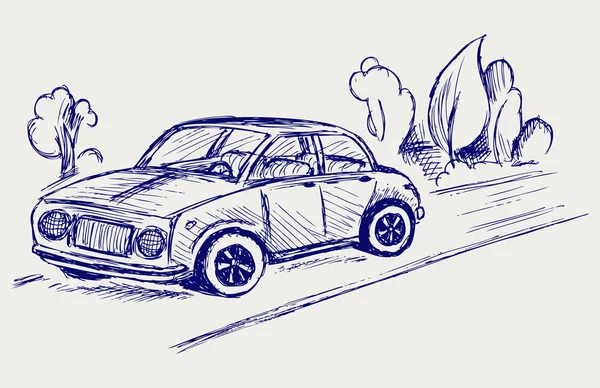 Bilen. Doodle stil — Stock vektor