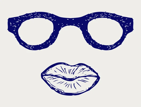 Briller og læber silhuetter – Stock-vektor