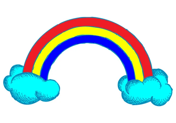 Regenbogen und Wolken am Himmel — Stockvektor