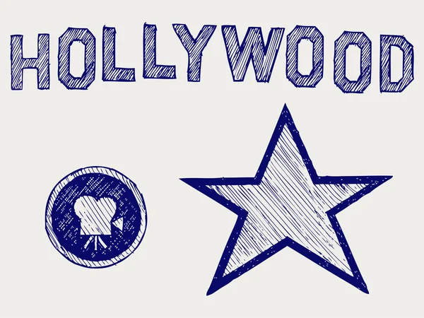 Hollywood. Estilo Doodle — Vector de stock