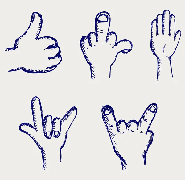 Sæt med mange forskellige hænder – Stock-vektor