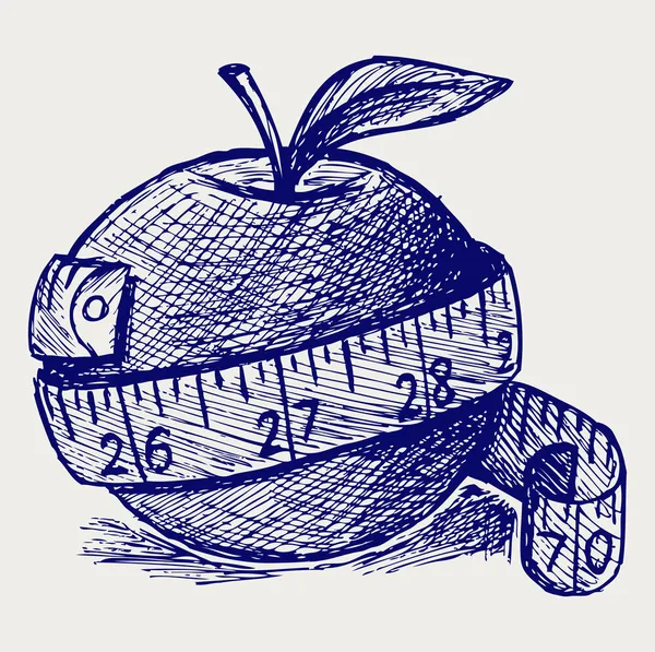 Apple et ruban à mesurer — Image vectorielle