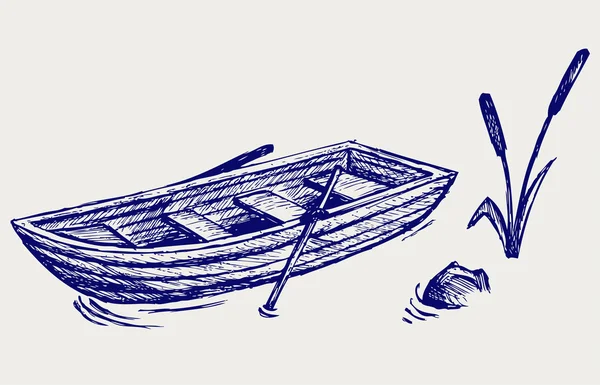 Holzboot mit Paddeln — Stockvektor