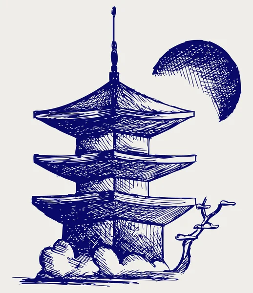 Buddhistiska zen tempel — Stock vektor