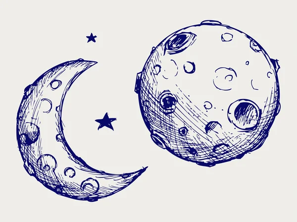 Lua e crateras lunares — Vetor de Stock