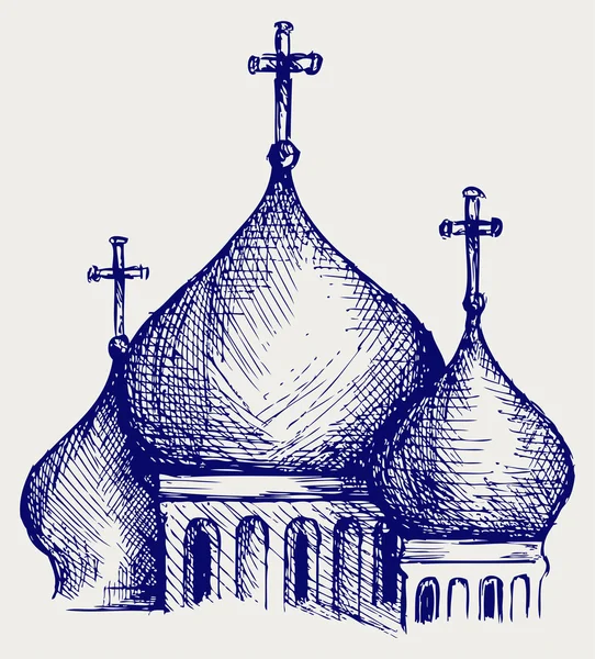 Les dômes bulbeux du temple cathédrale orthodoxe — Image vectorielle