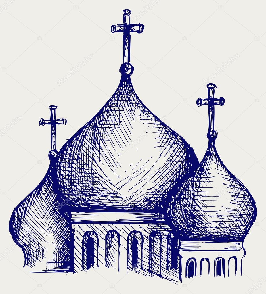 The bulbous domes of orthodox cathedral temple