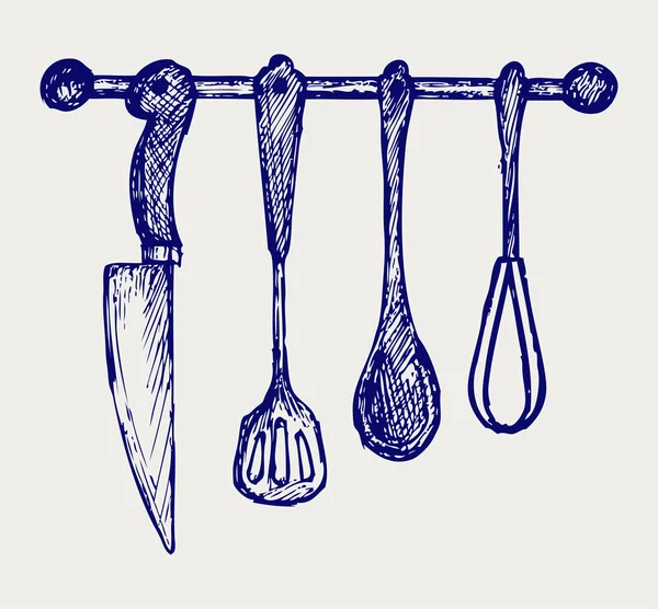 Bastidor de utensilios de cocina — Vector de stock