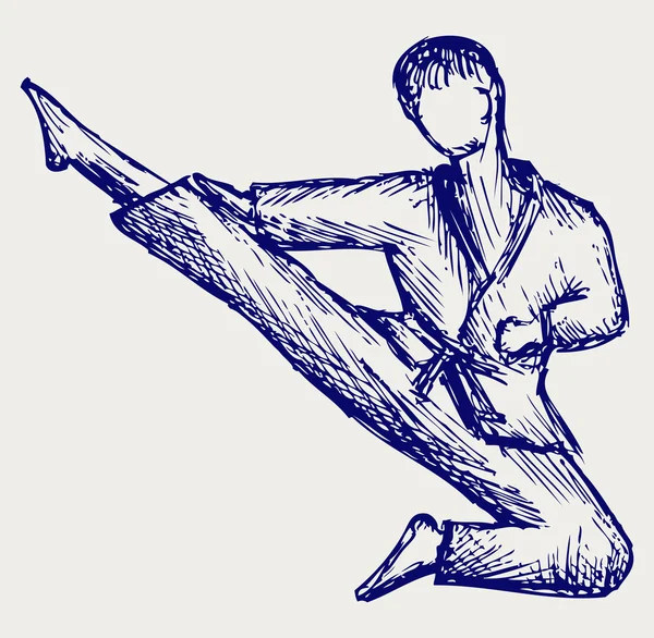 Karate macho luchador joven — Vector de stock