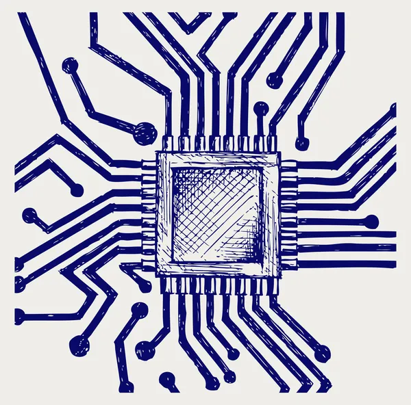 Placa base con microchip — Vector de stock
