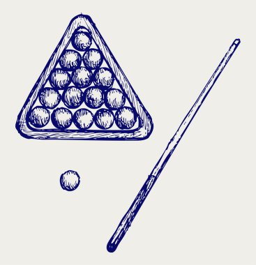 bilardo sopasıyla ve topları çizimi