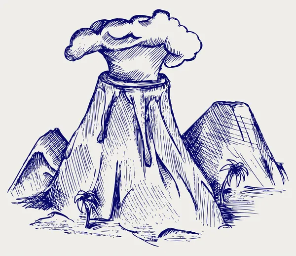 Vybuchující sopka — Stockový vektor