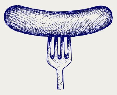 çatal üzerinde ızgara sosis