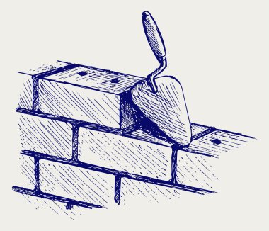 Trowel and bricks clipart