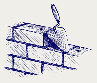 Trowel and bricks vector