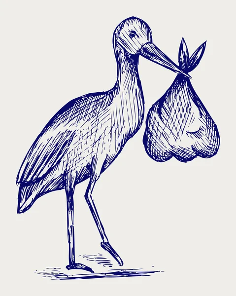 Cigogne et bébé — Image vectorielle