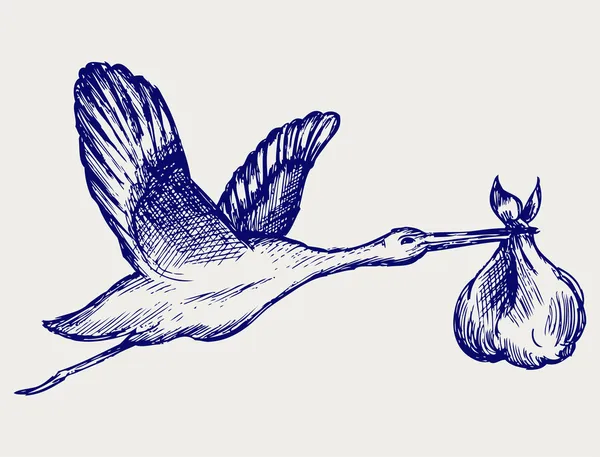 Cigogne et bébé — Image vectorielle