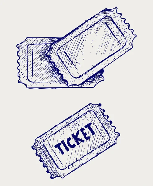 Tiket. Gaya Doodle - Stok Vektor