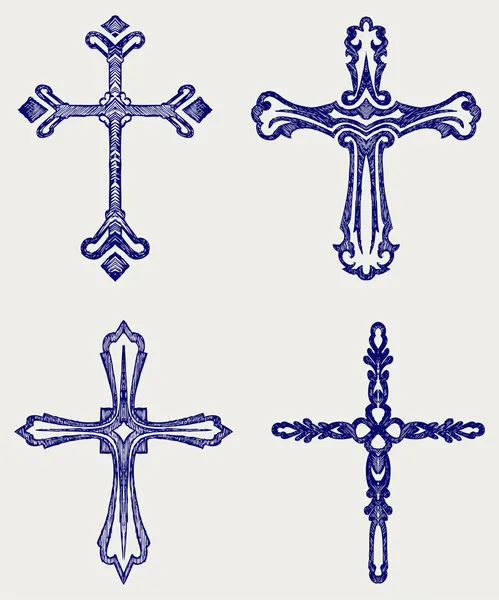 Collezione di cross design religioso — Vettoriale Stock