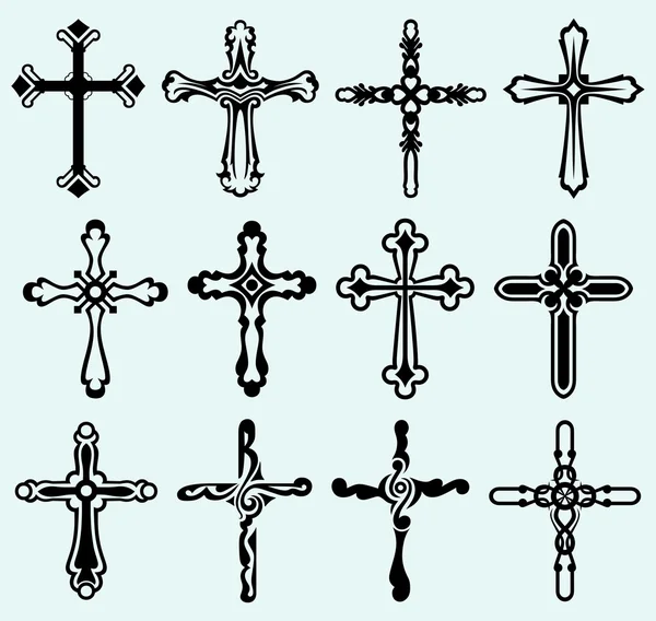 Coleção de desenho cruz religiosa —  Vetores de Stock