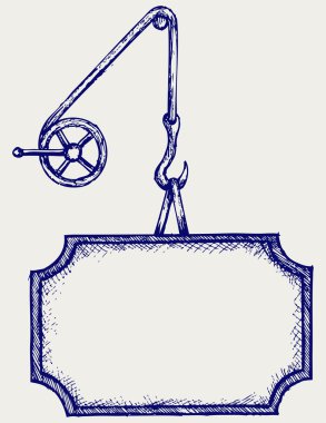 Hook of a crane and banner clipart