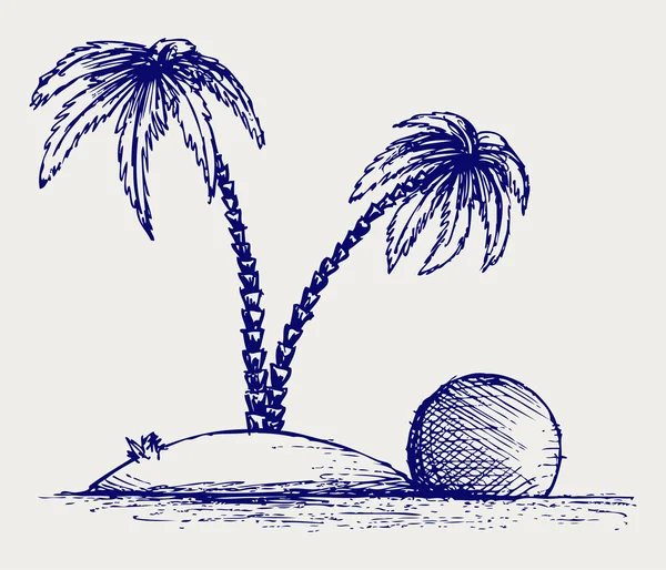 Eiland palm — Stockvector