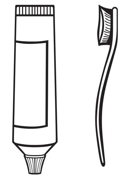 Tandpasta en een tandenborstel — Stockvector
