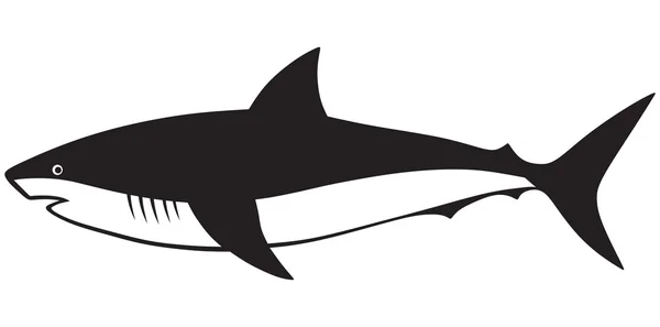 Silhouet haai — Stockvector