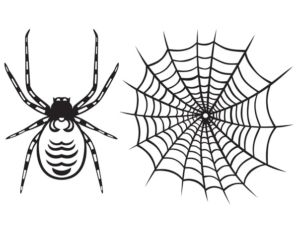 Spinnen en web — Stockvector